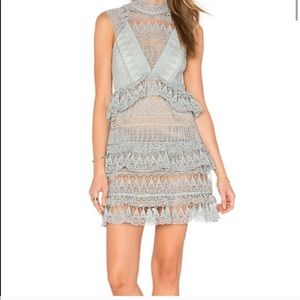 Self Portrait Seafoam Green Lace Tiered Dress